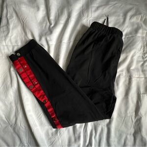 Emma & Sam Black and Red Snap Button Track Pants